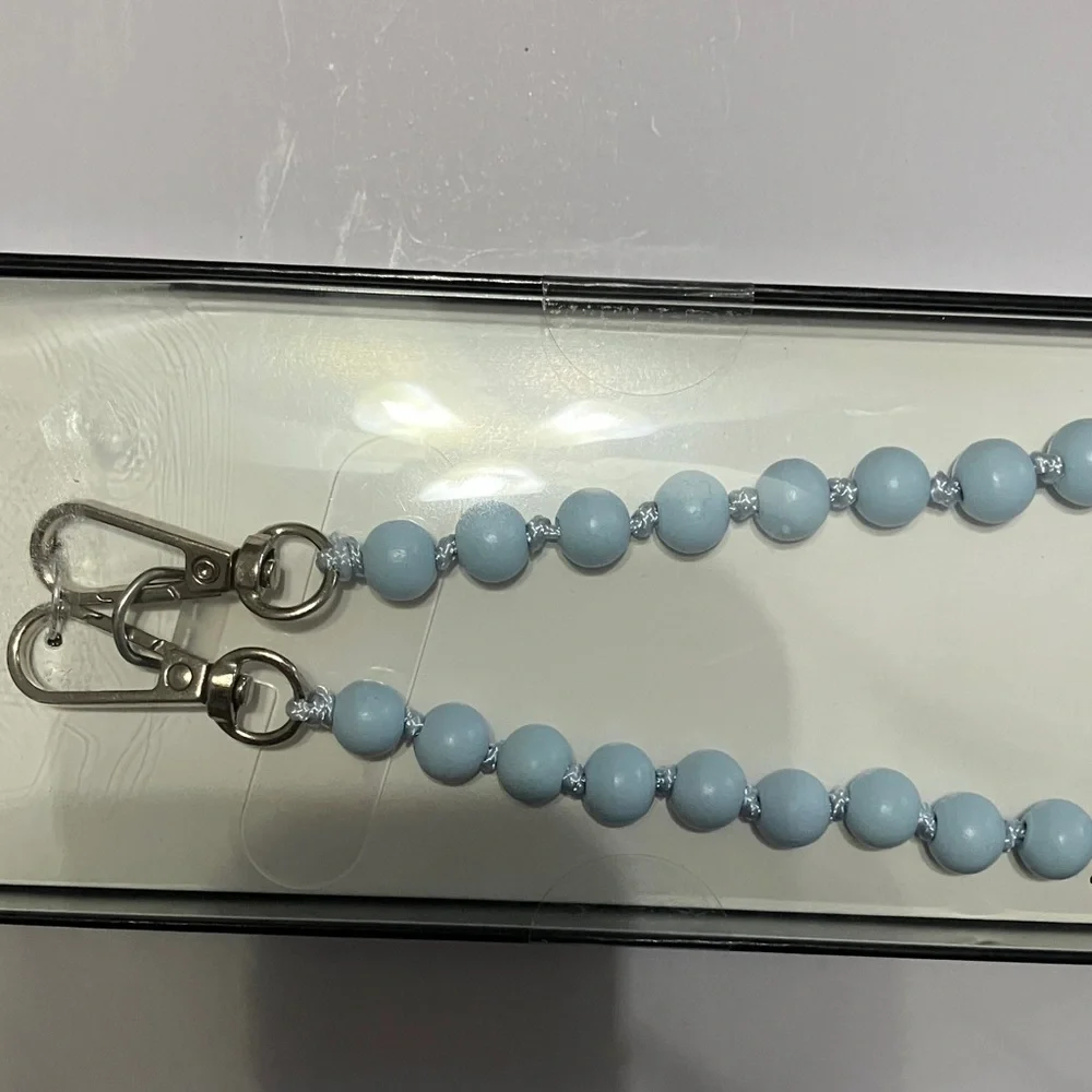 Blue Beaded Phone Crossbody Case
